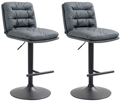 Barhocker 2er Set TURIN Grau Kunstleder Schwarz Barhocker mit Lehne Barstuhl