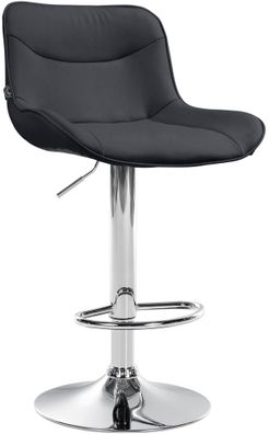 Barhocker TAMPA Schwarz Kunstleder Chrom Barhocker mit Lehne Barstuhl Tresenhocker