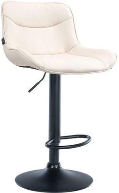 Barhocker TAMPA Creme Kunstleder Schwarz Barhocker mit Lehne Barstuhl Tresenhocker