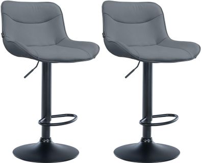 Barhocker 2er Set TAMPA Grau Kunstleder Schwarz Barhocker mit Lehne Barstuhl
