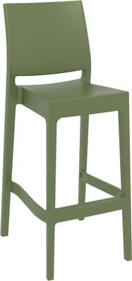 Barhocker MIAMI Oliv Kunststoff Barhocker mit Lehne Barstuhl Tresenhocker Tresenstuhl