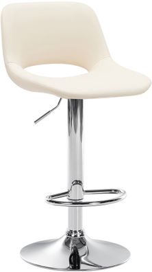 Barhocker JAKSON Creme Kunstleder Chrom Barhocker mit Lehne Barstuhl Tresenhocker