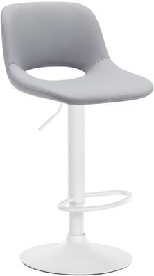 Barhocker JAKSON Grau Kunstleder Wei? Barhocker mit Lehne Barstuhl Tresenhocker