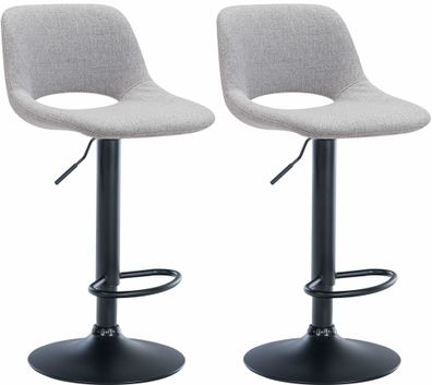 Barhocker 2er Set JAKSON Hellgrau Stoff Schwarz Barhocker mit Lehne Barstuhl