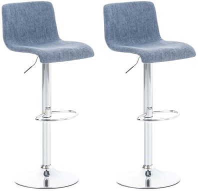 Barhocker 2er Set BERLIN Blau Stoff Barhocker mit Lehne Barstuhl Tresenhocker