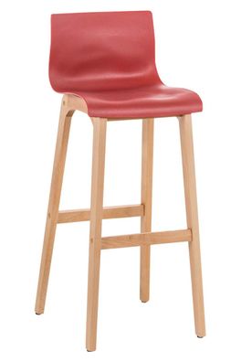 Barhocker DELHI Rot Holz Barhocker mit Lehne Barstuhl Tresenhocker Tresenstuhl