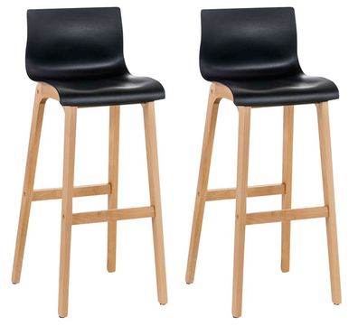 Barhocker 2er Set DELHI Schwarz Holz Barhocker mit Lehne Barstuhl Tresenhocker