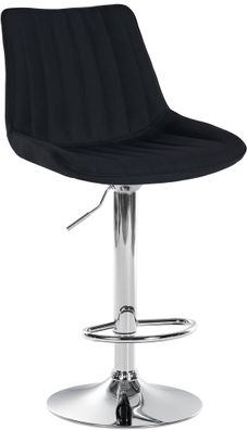 Barhocker RIO Schwarz Stoff Chrom Barhocker mit Lehne Barstuhl Tresenhocker