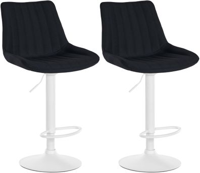 Barhocker 2er Set RIO Schwarz Stoff Wei? Barhocker mit Lehne Barstuhl Tresenhocker