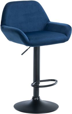 Barhocker DUBLIN Blau Samt Schwarz Barhocker mit Lehne Barstuhl Tresenhocker