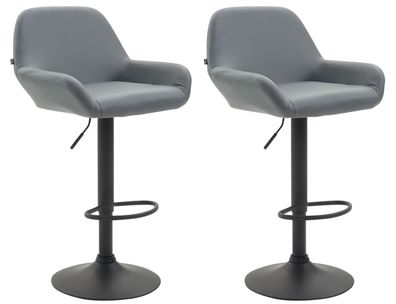 Barhocker 2er Set DUBLIN Grau Kunstleder Schwarz Barhocker mit Lehne Barstuhl