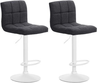 Barhocker 2er Set MADRID Dunkelgrau Stoff Wei? Barhocker mit Lehne Barstuhl