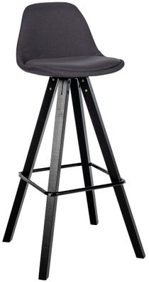 Barhocker PALMA Dunkelgrau Stoff Schwarz Barhocker mit Lehne Barstuhl Tresenhocker