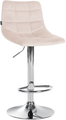Barhocker DUBAI Beige Samt Chrom Barhocker mit Lehne Barstuhl Tresenhocker