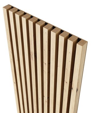Akustikpaneele 4er Set (240×18,5 cm), Eiche Artisan Lamellen auf schwarzer HDF