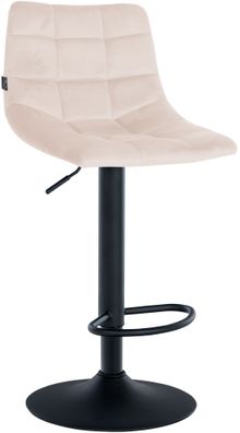Barhocker DUBAI Beige Samt Schwarz Barhocker mit Lehne Barstuhl Tresenhocker