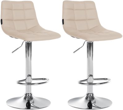 Barhocker 2er Set DUBAI Creme Kunstleder Chrom Barhocker mit Lehne Barstuhl