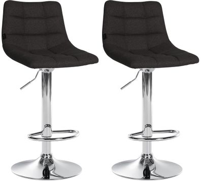 Barhocker 2er Set DUBAI Schwarz Stoff Chrom Barhocker mit Lehne Barstuhl Tresenhocker