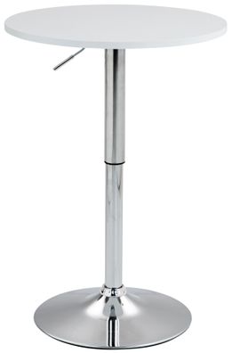2in1 Stehtisch H?henverstellbar ? 60cm CHERI 106cm Hoch Metall Gestell Wei?-Silber