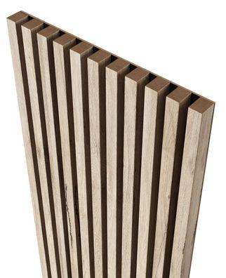 Akustikpaneele 4er Set (240×18,5 cm), Eiche Sanremo Lamellen auf schwarzer HDF