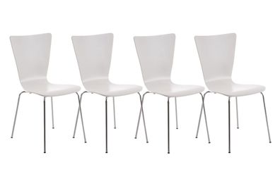 4er Set Besucherstuhl TOKYO Holz Wei? 43x50x84 cm Besucherst?hle Konferenzstuhl