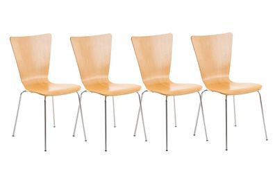 4er Set Besucherstuhl TOKYO Holz Natura 43x50x84 cm Besucherst?hle Konferenzstuhl