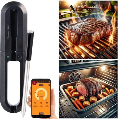 NEU Backofenthermometer kabellos App für Grill Ofen Fleisch Fisch Grillspiesse