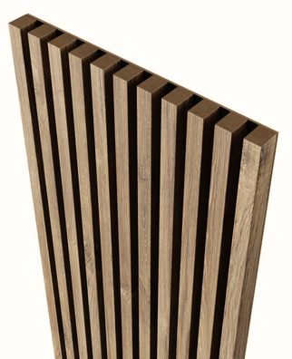 Akustikpaneele 4er Set (240×18,5 cm), Eiche Stirling Lamellen auf schwarzer HDF