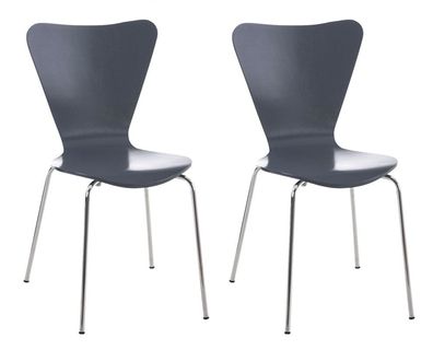 2er Set Besucherstuhl BERLIN Holz Grau 45x49x85 cm Besucherst?hle Konferenzstuhl
