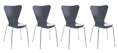 4er Set Besucherstuhl BERLIN Holz Grau 45x49x85 cm Besucherst?hle Konferenzstuhl