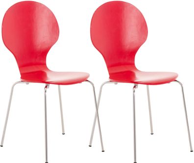 2er Set Besucherstuhl ATHENS Holz Rot 43x45x86 cm Besucherst?hle Konferenzstuhl