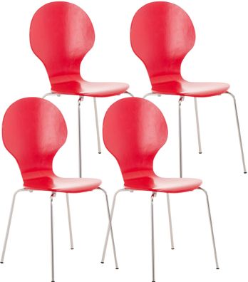 4er Set Besucherstuhl ATHENS Holz Rot 43x45x86 cm Besucherst?hle Konferenzstuhl