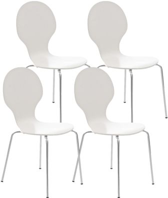 4er Set Besucherstuhl ATHENS Holz Wei? 43x45x86 cm Besucherst?hle Konferenzstuhl