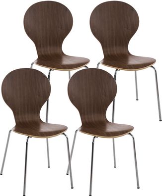 4er Set Besucherstuhl ATHENS Holz Walnuss 43x45x86 cm Besucherst?hle Konferenzstuhl