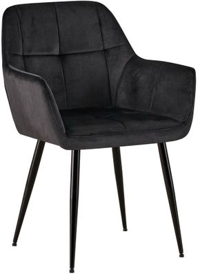 Besucherstuhl DUBLIN Samt Schwarz 56.5x61x84 cm Besucherst?hle Konferenzstuhl