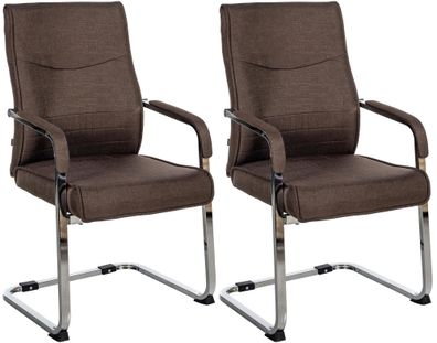 2er Set Besucherstuhl SKOPJE Stoff Braun 55x60x88 cm Besucherst?hle Konferenzstuhl