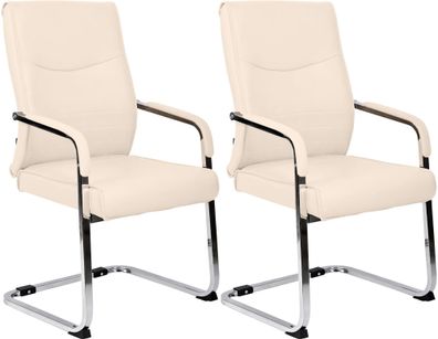 2er Set Besucherstuhl SKOPJE Kunstleder Creme 55x60x88 cm Besucherst?hle