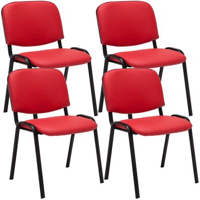 4er Set Besucherstuhl ZAGREB Kunstleder Rot 53x53x83 cm Besucherst?hle Konferenzstuhl