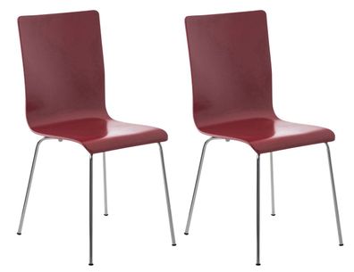 2er Set Besucherstuhl TUNIS Holz Rot 43x47x87 cm Besucherst?hle Konferenzstuhl