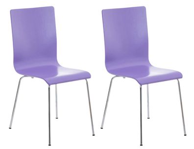 2er Set Besucherstuhl TUNIS Holz Lila 43x47x87 cm Besucherst?hle Konferenzstuhl