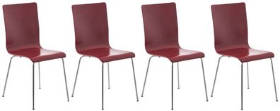 4er Set Besucherstuhl TUNIS Holz Rot 43x47x87 cm Besucherst?hle Konferenzstuhl