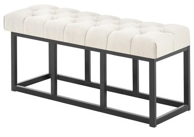 Sitzbank MEXICO Stoff Creme 100x38x46 cm Sitzbank Flur Sitzhocker Esszimmerbank