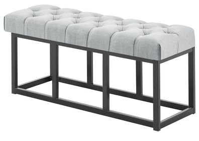 Sitzbank MEXICO Stoff Grau 100x38x46 cm Sitzbank Flur Sitzhocker Esszimmerbank