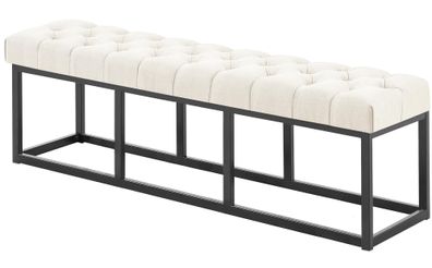 Sitzbank MEXICO Stoff Creme 150x38x46 cm Sitzbank Flur Sitzhocker Esszimmerbank