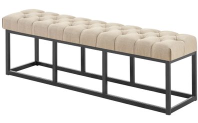 Sitzbank MEXICO Stoff Taupe 150x38x46 cm Sitzbank Flur Sitzhocker Esszimmerbank