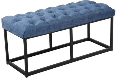 Sitzbank MEXICO Stoff Blau 100x38x46 cm Sitzbank Flur Sitzhocker Esszimmerbank