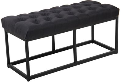 Sitzbank MEXICO Stoff Schwarz 100x38x46 cm Sitzbank Flur Sitzhocker Esszimmerbank