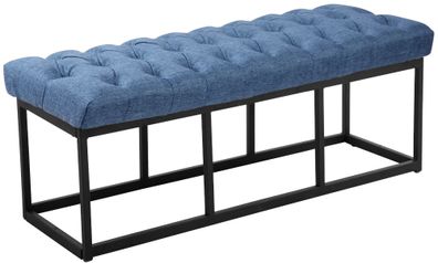Sitzbank MEXICO Stoff Blau 120x38x46 cm Sitzbank Flur Sitzhocker Esszimmerbank