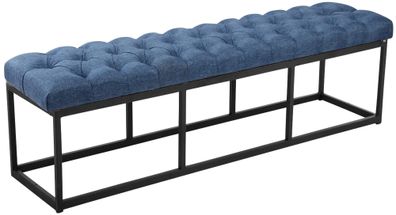 Sitzbank MEXICO Stoff Blau 150x38x46 cm Sitzbank Flur Sitzhocker Esszimmerbank