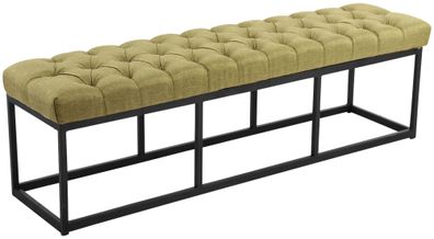 Sitzbank MEXICO Stoff Gr?n 150x38x46 cm Sitzbank Flur Sitzhocker Esszimmerbank